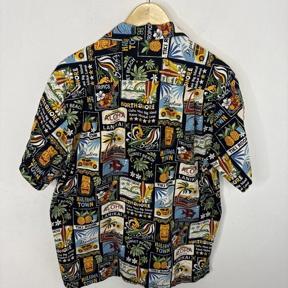 RJC Hawaiian Shirt Men L Sunset Beach Makaha Waimea Bay USA Tiki Aloha - Picture 4 of 5